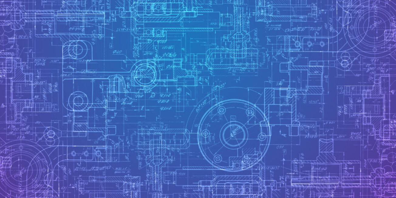 Technical drawing on a gradient background.Mechanical Engineering drawing